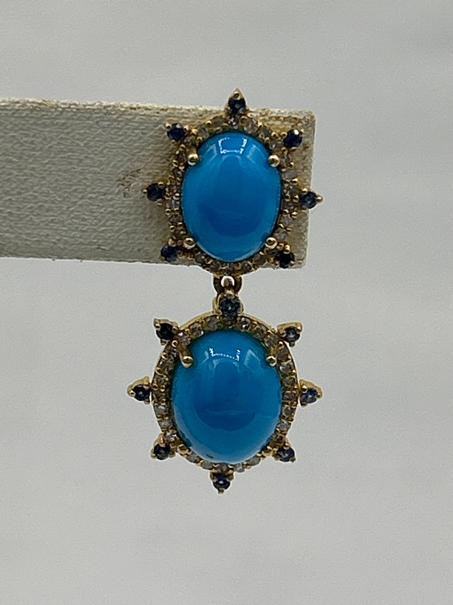 Natural Turquoise 14k Gold Diamond Earring