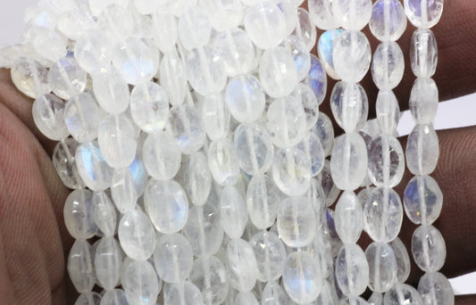 Moonstone, Rainbow Moonstone Faceted Oval Beads