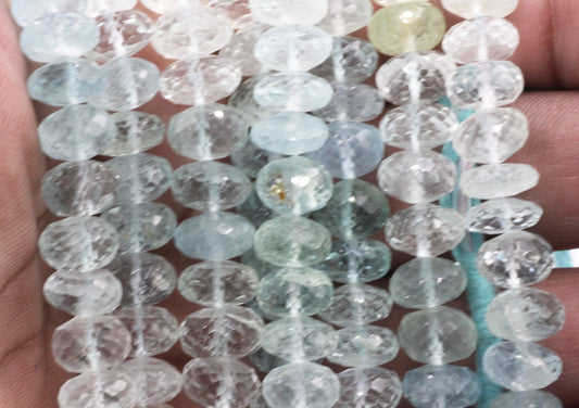 Aquamarine Faceted Roundel Beads