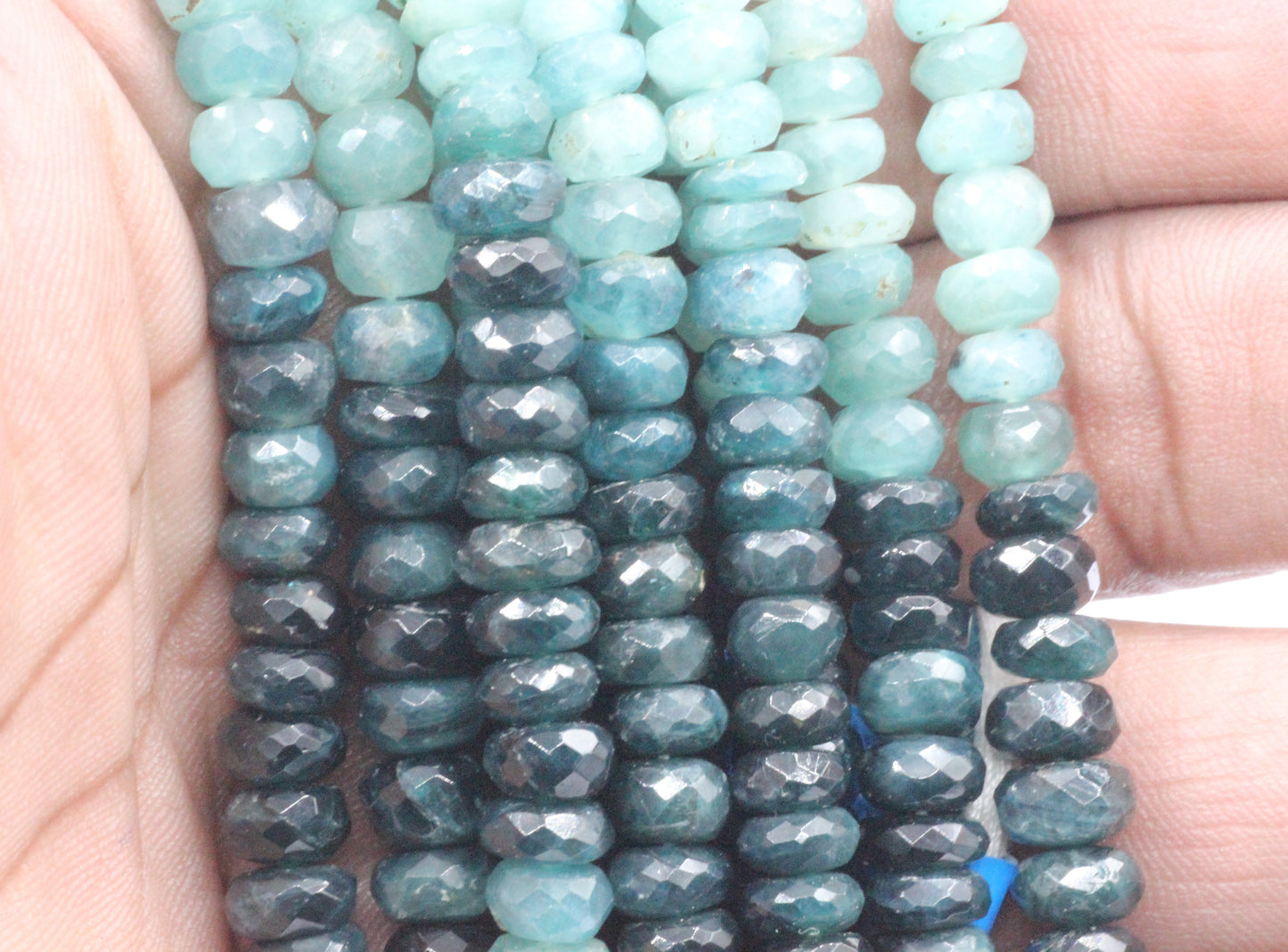 Grandidierite Faceted Roundel Beads