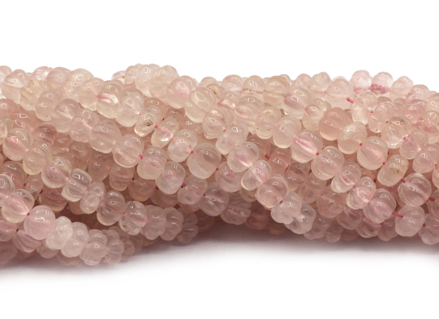 Rose Quartz carved pumpkin beads