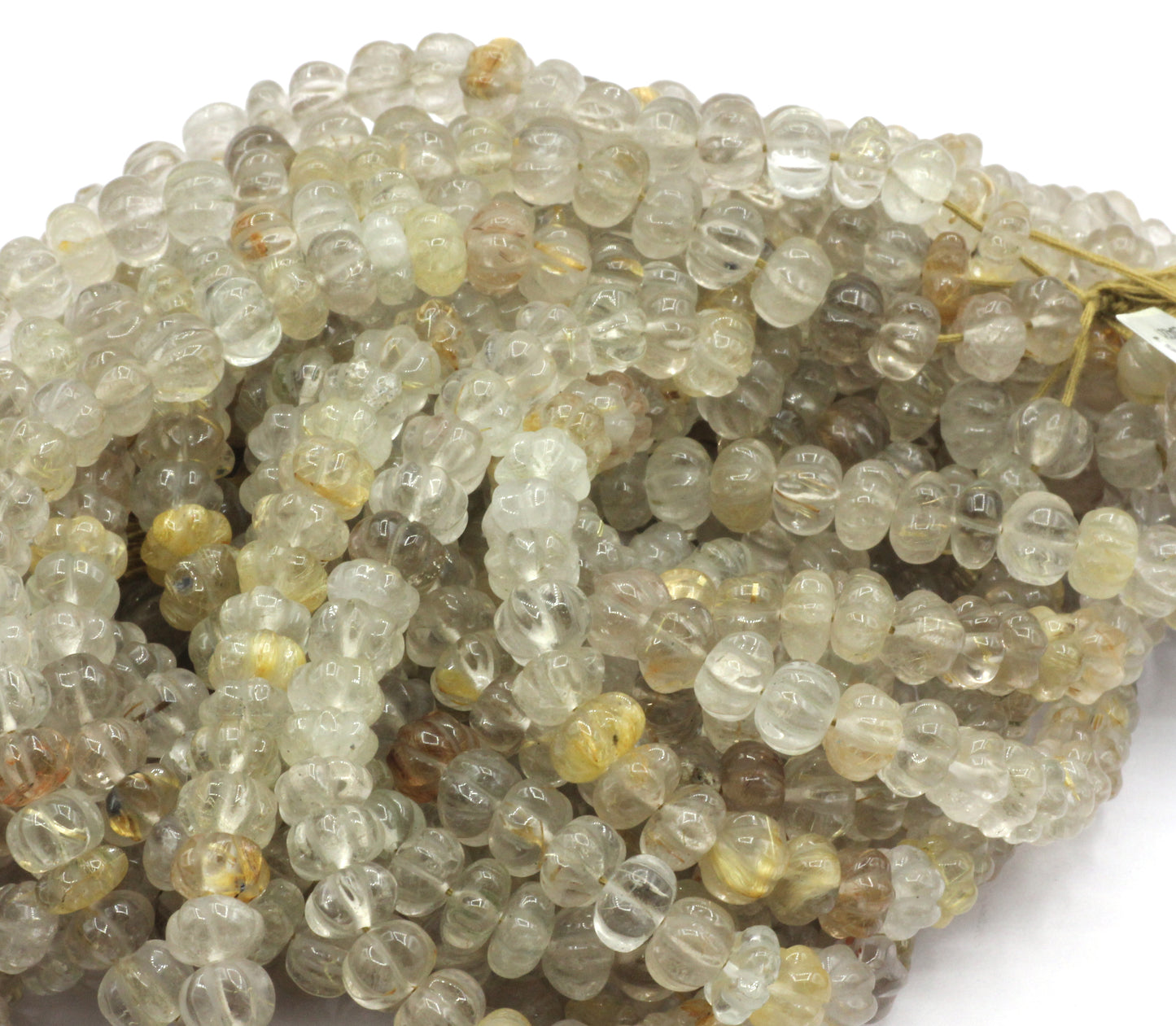Golden Rutilated Quartzs Carved Pumpkin Beads