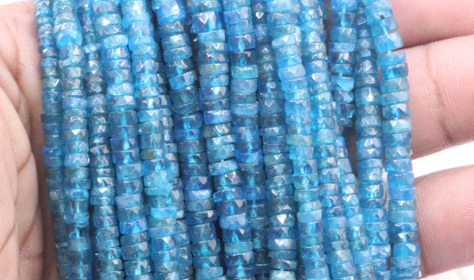 Apatite Beads Faceted Heshi, Faceted Donut, Faceted Tyre