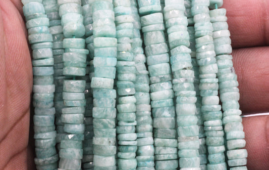 Amazonite Beads Faceted Heshi, Faceted Donut, Faceted Tyre