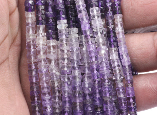 Amethyst Beads Faceted Heshi, Faceted Donut, Faceted Tyre