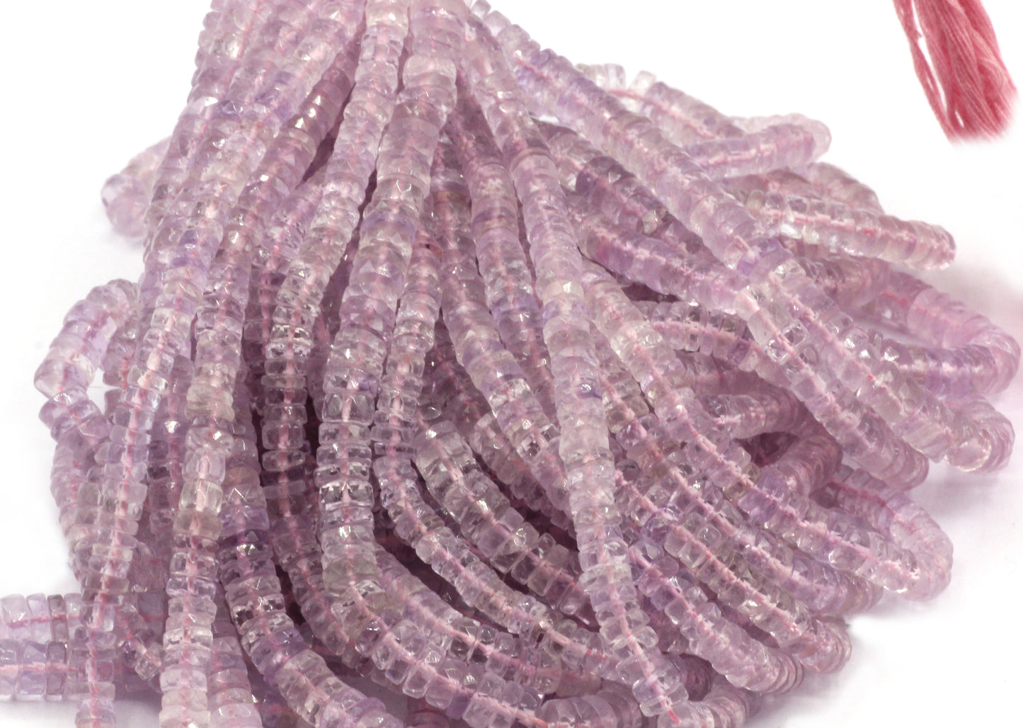 Pink Amethyst Beads Faceted Heshi, Faceted Donut, Faceted Tyre