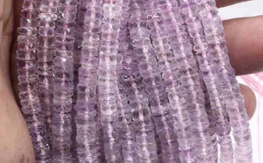 Amethyst, Pink Amethyst Beads Faceted Heshi, Faceted Donut, Faceted Tyre
