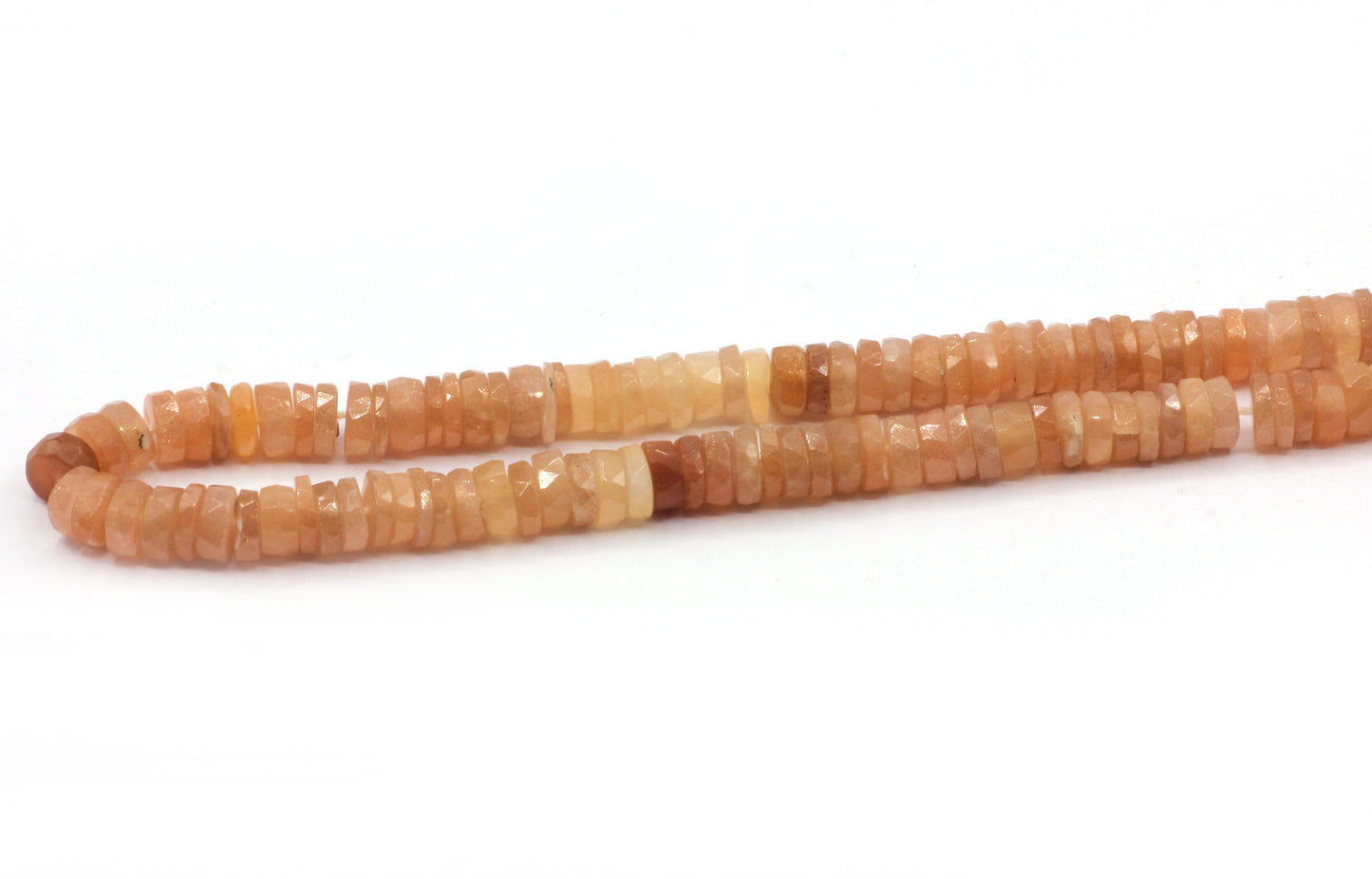 Peach Moonstone Beads Faceted Heshi, Faceted Donut, Faceted Tyre