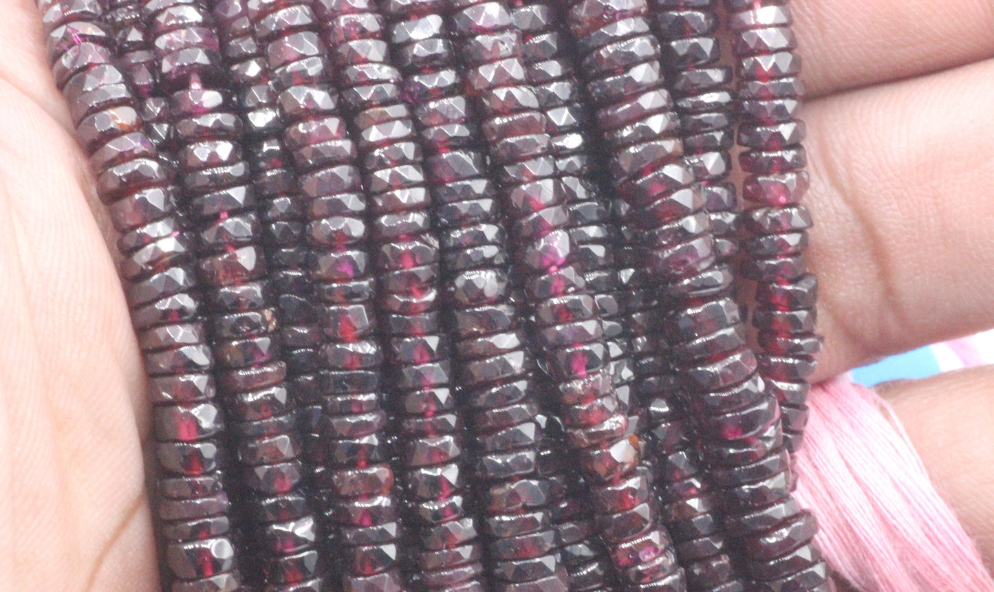 Garnet Beads Faceted Heshi, Faceted Donut, Faceted Tyre