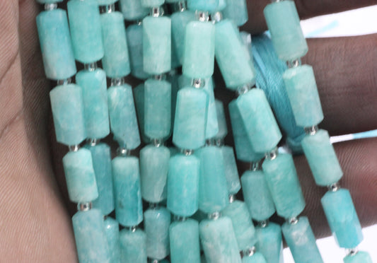 Amazonite Faceted Tube Beads