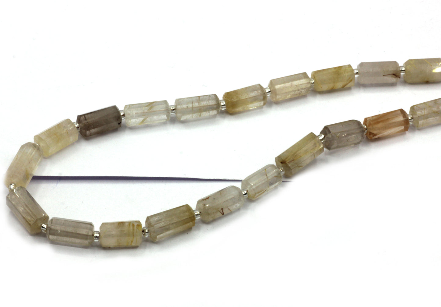 Golden Rutilated quartz Faceted Tube Beads