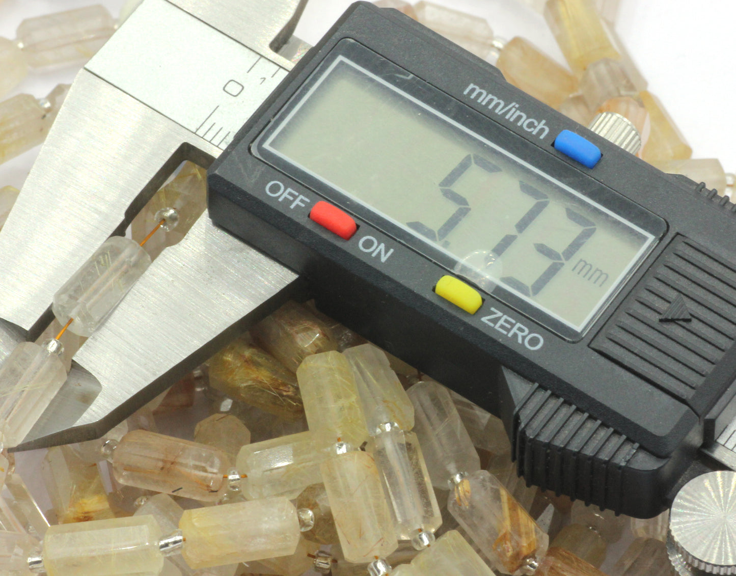 Golden Rutilated quartz Faceted Tube Beads