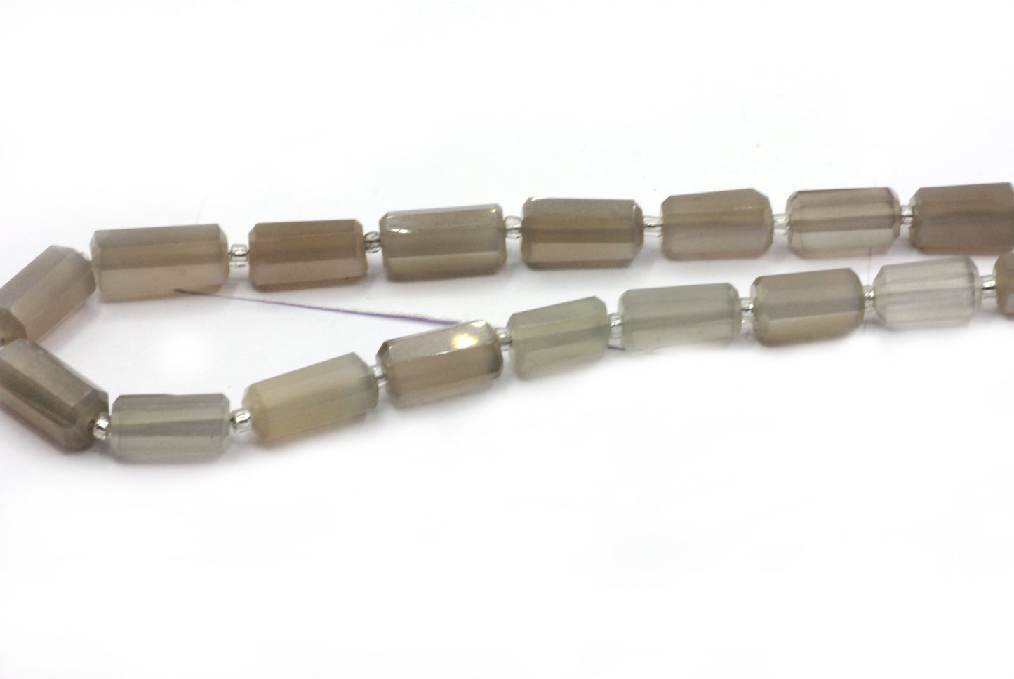 Grey Moonstone Faceted Tube Beads