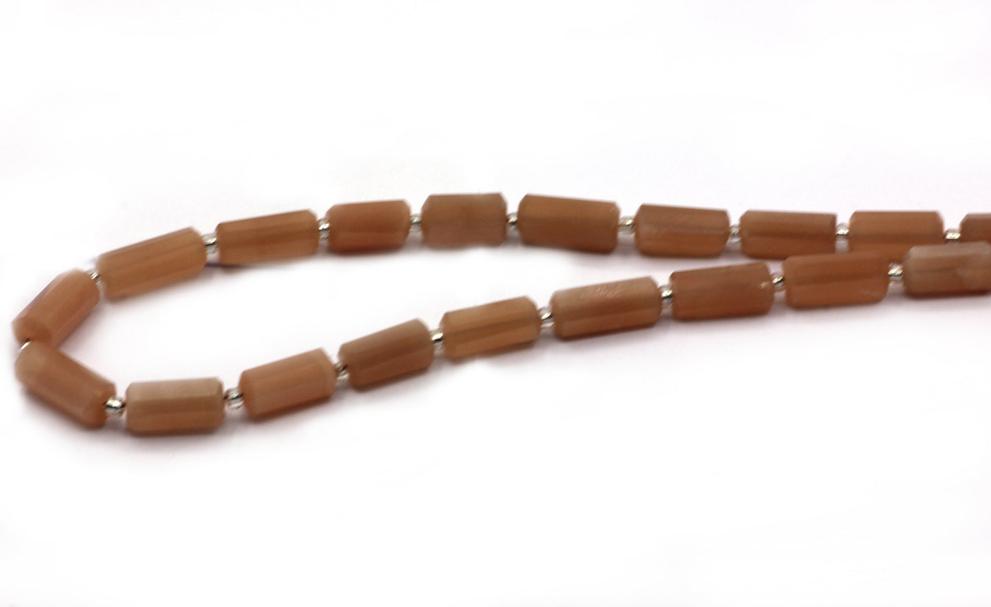 Peach Moonstone Faceted Tube Beads