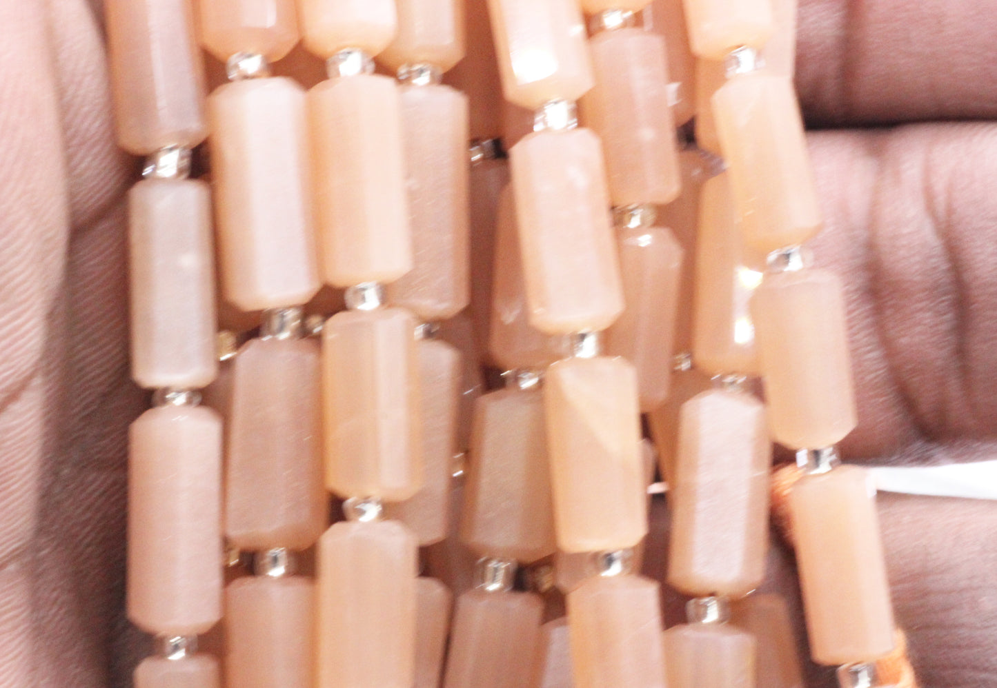 Peach Moonstone Faceted Tube Beads