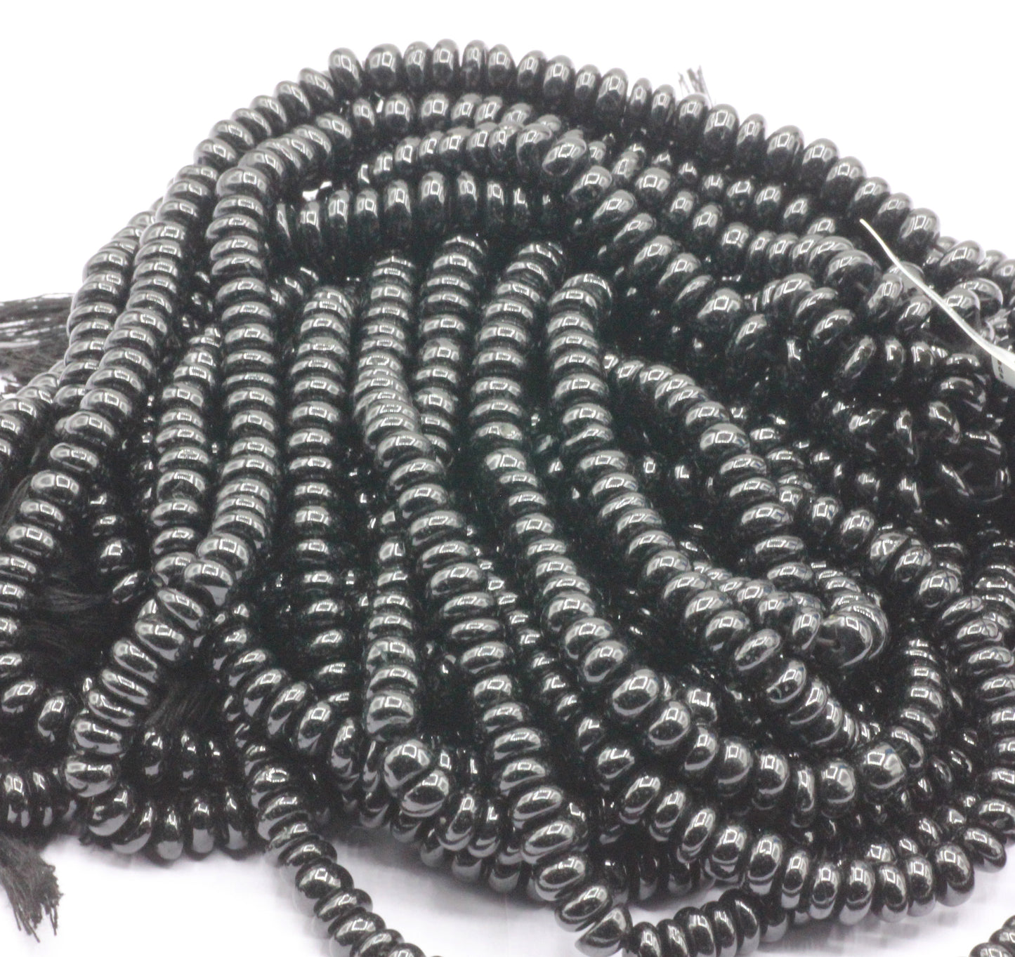 Black Spinel Smooth Roundel Beads