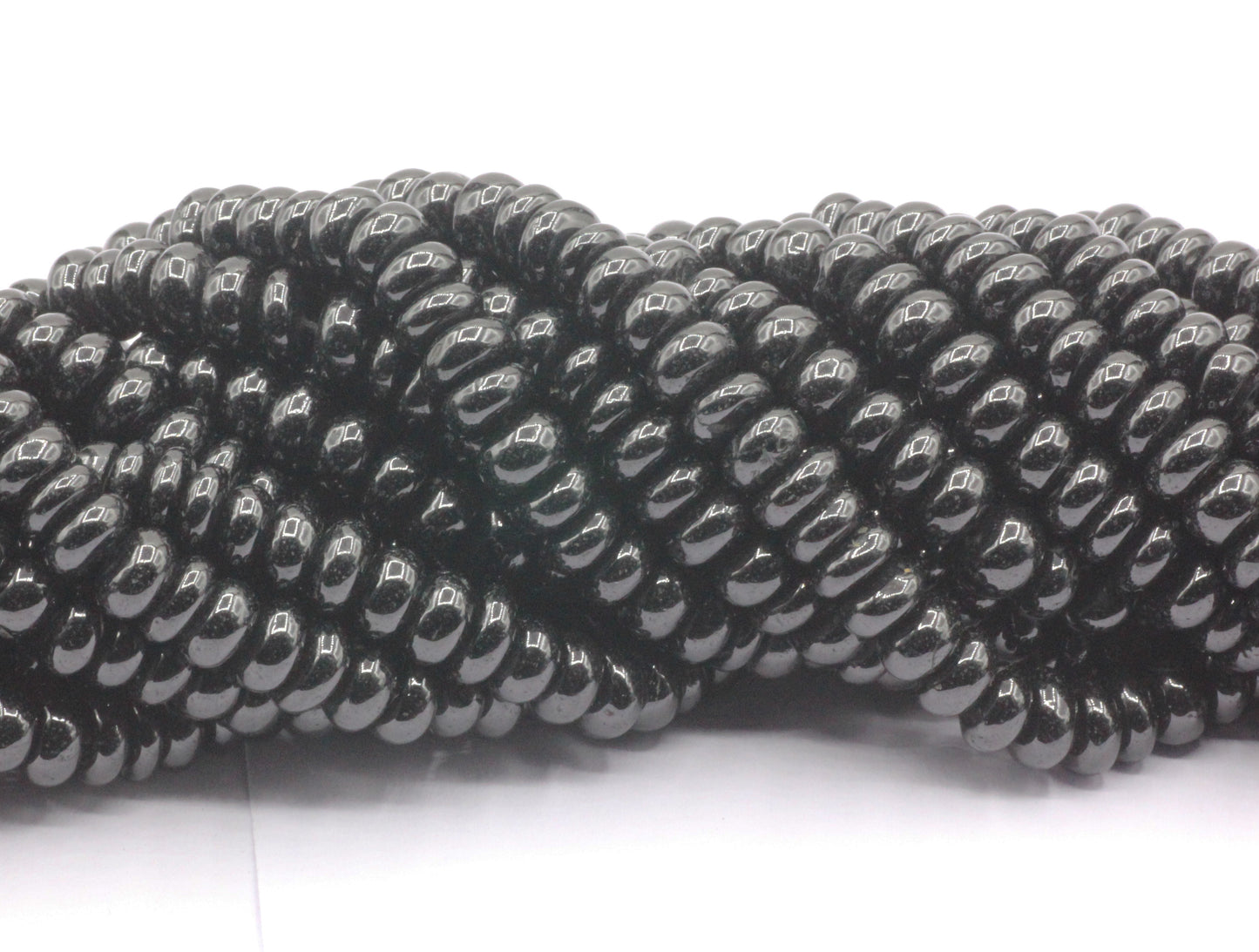 Black Spinel Smooth Roundel Beads
