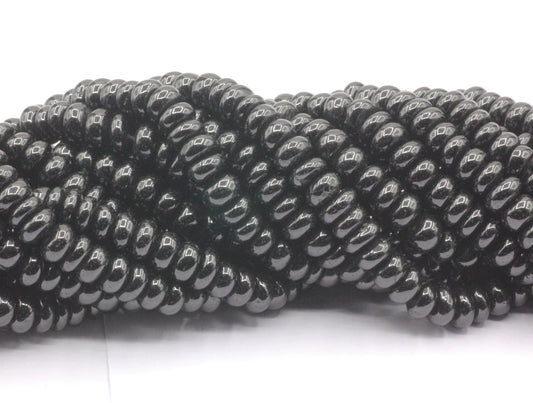 Spinel, Black Spinel Smooth Roundel Beads