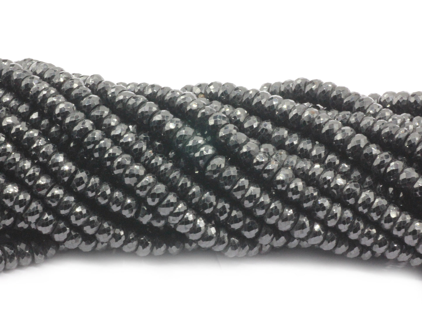 Black Spinel Faceted Roundel Beads