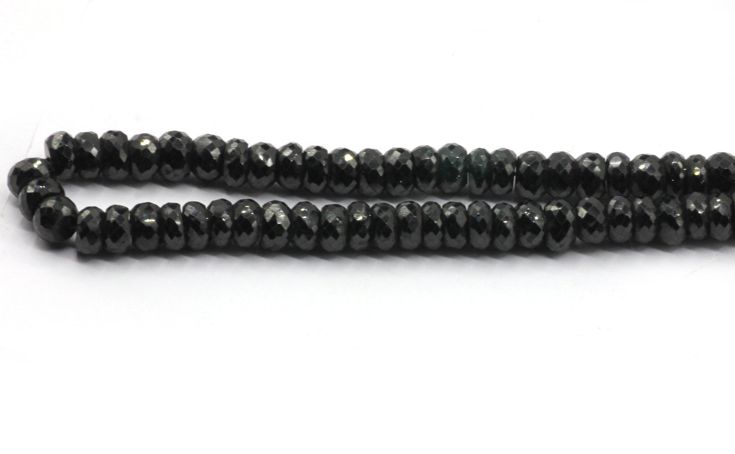 Black Spinel Faceted Roundel Beads