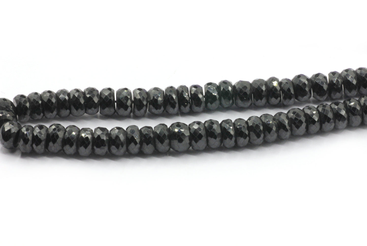 Black Spinel Faceted Roundel Beads
