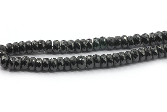 Spinel, Black Spinel Faceted Roundel Beads