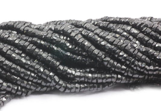 Spinel, Black Spinel Beads Faceted Heshi, Faceted Donut, Faceted Tyre