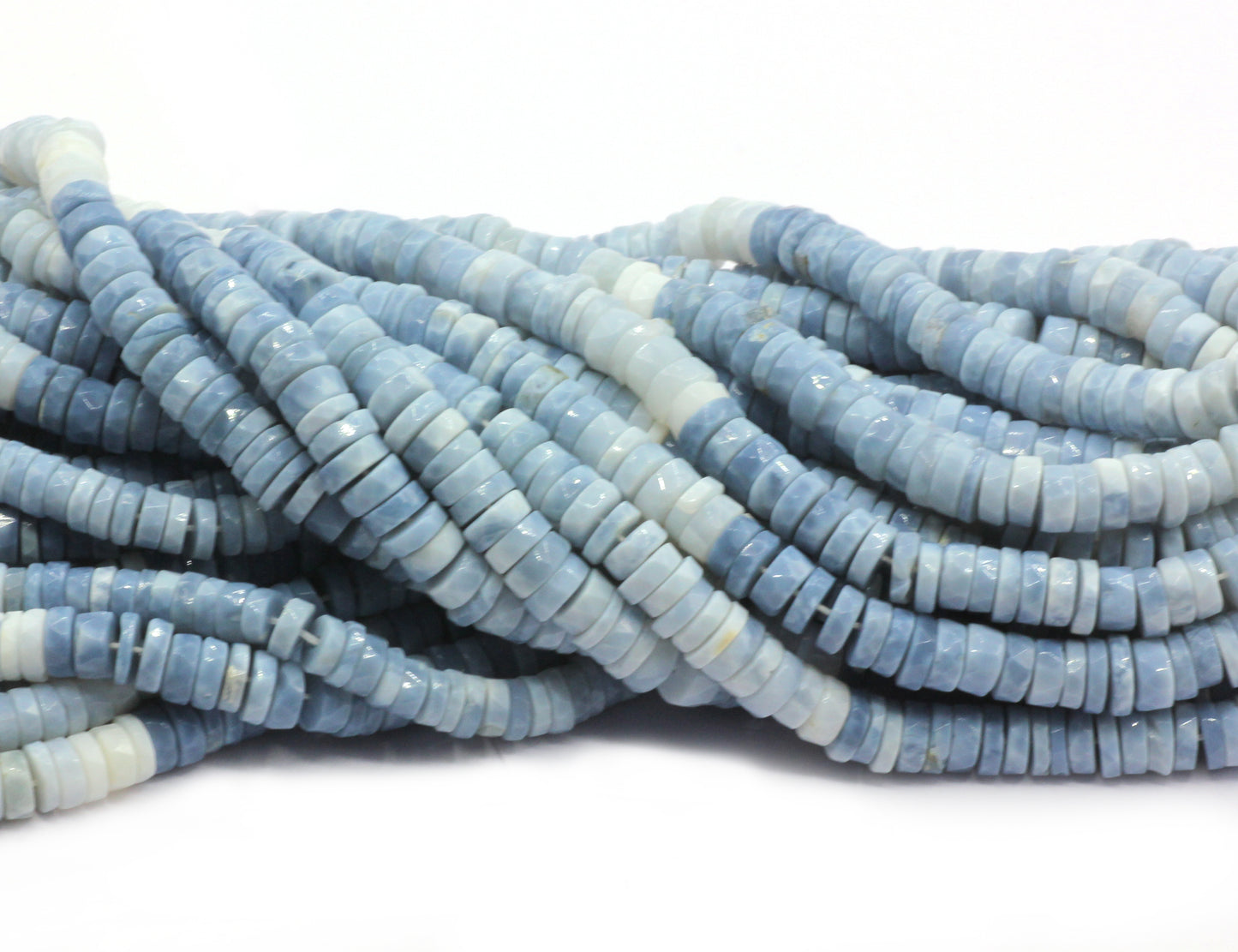Blue Opal Beads Faceted Heshi, Faceted Donut, Faceted Tyre