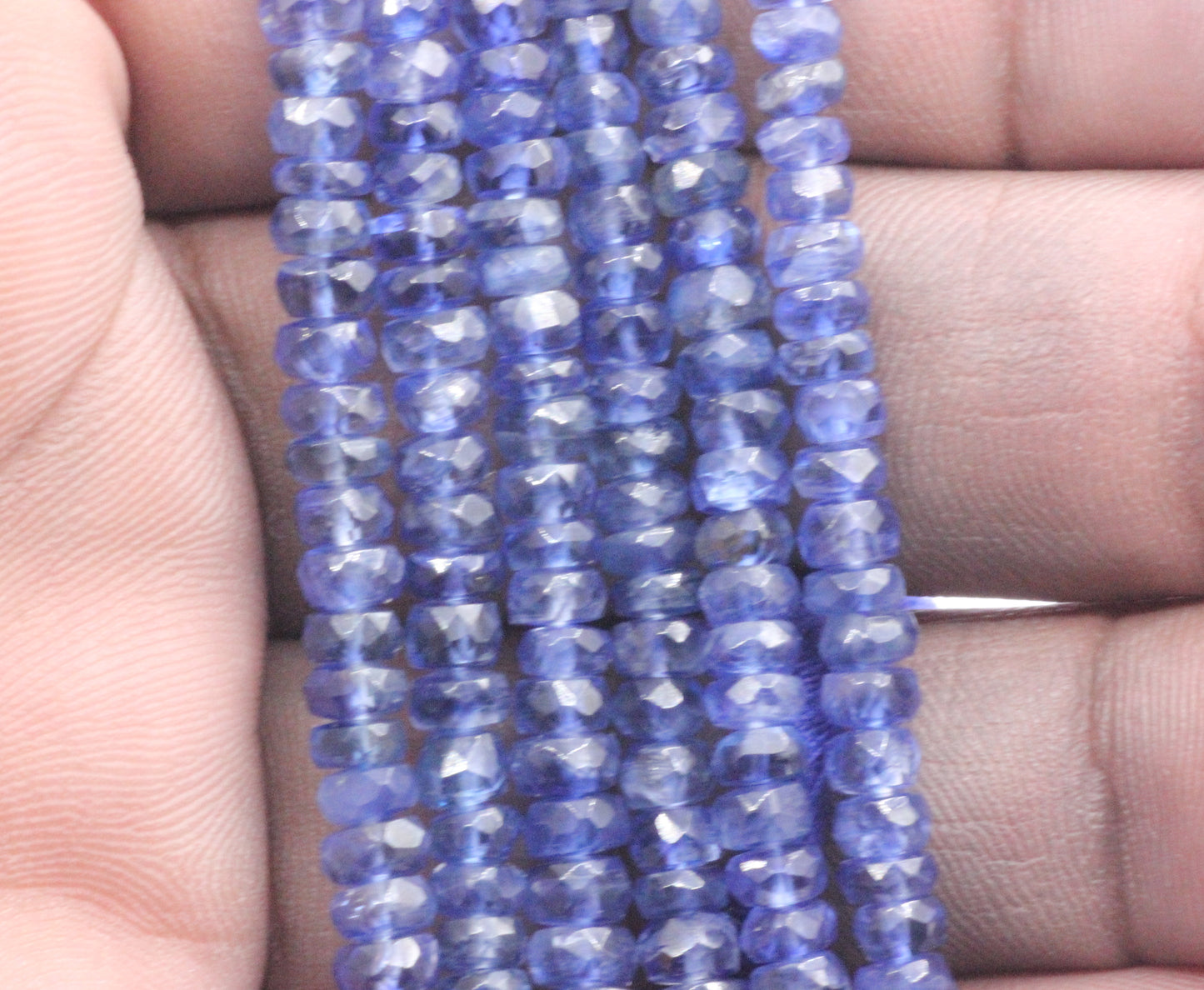 Blue Kyanite Faceted Roundel Beads