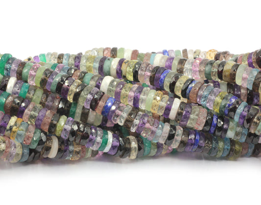Multi Color Gemstone Beads Faceted Heshi, Faceted Donut, Faceted Tyre