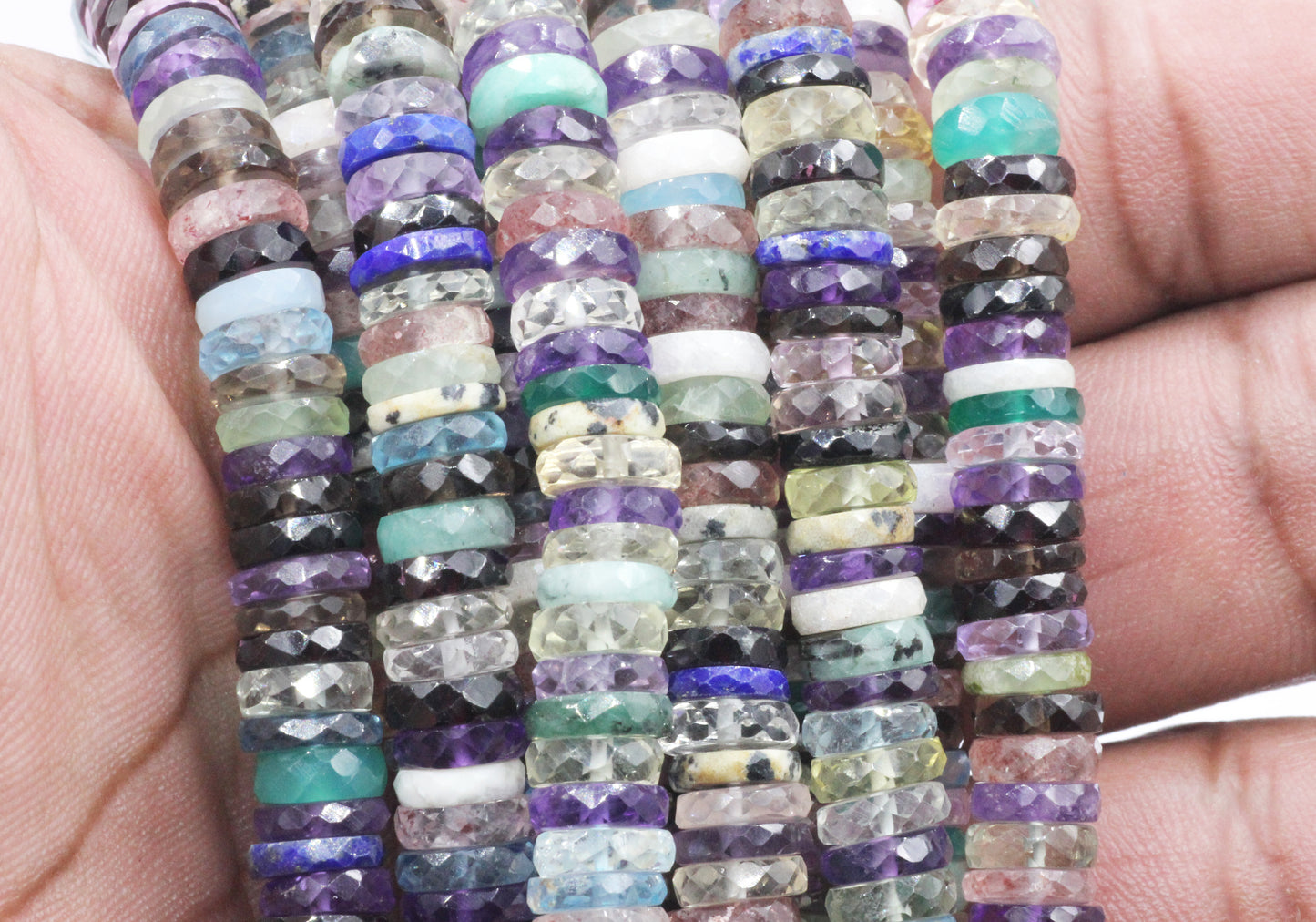 Multi Color Gemstone Beads Faceted Heshi, Faceted Donut, Faceted Tyre