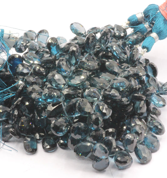 Topaz, London Blue Topaz Faceted Pear Beads