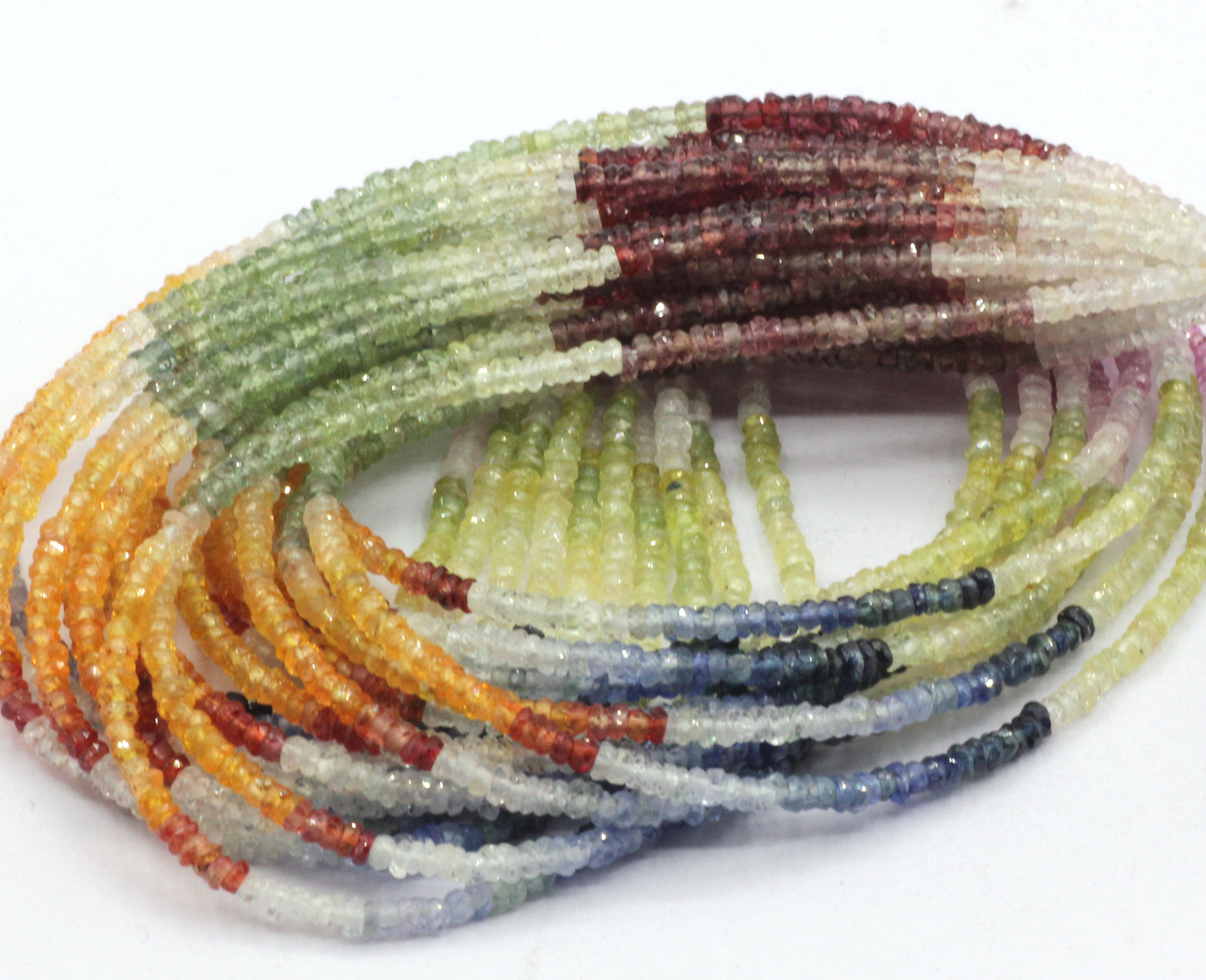 Multi sapphire Faceted Roundel Beads