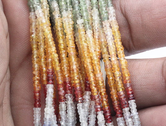 Sapphire, Multi Sapphire Faceted Roundel Beads