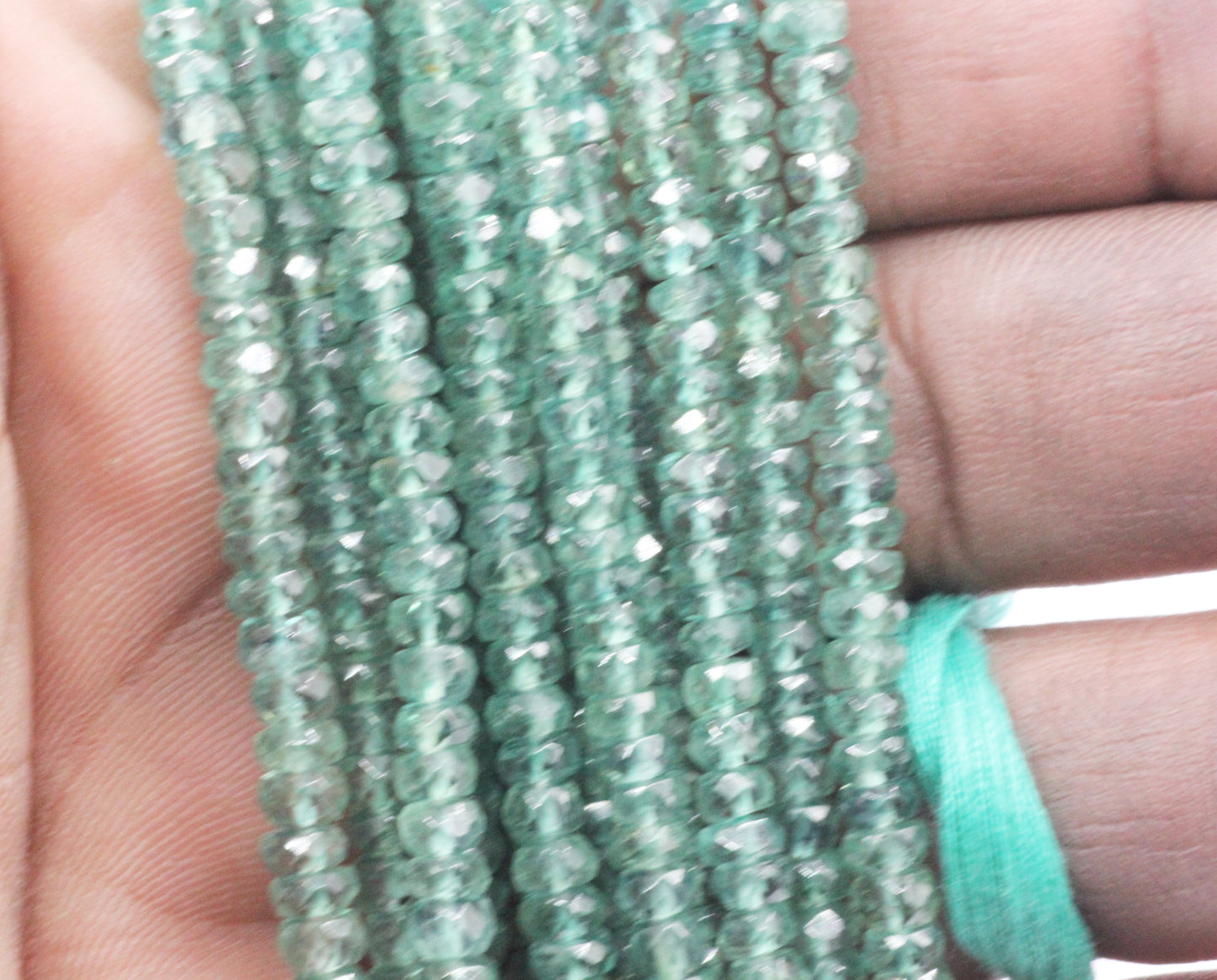 Green Kyanite Faceted Roundel Beads
