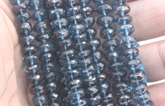 Topaz, London Blue Topaz Faceted Roundel Beads