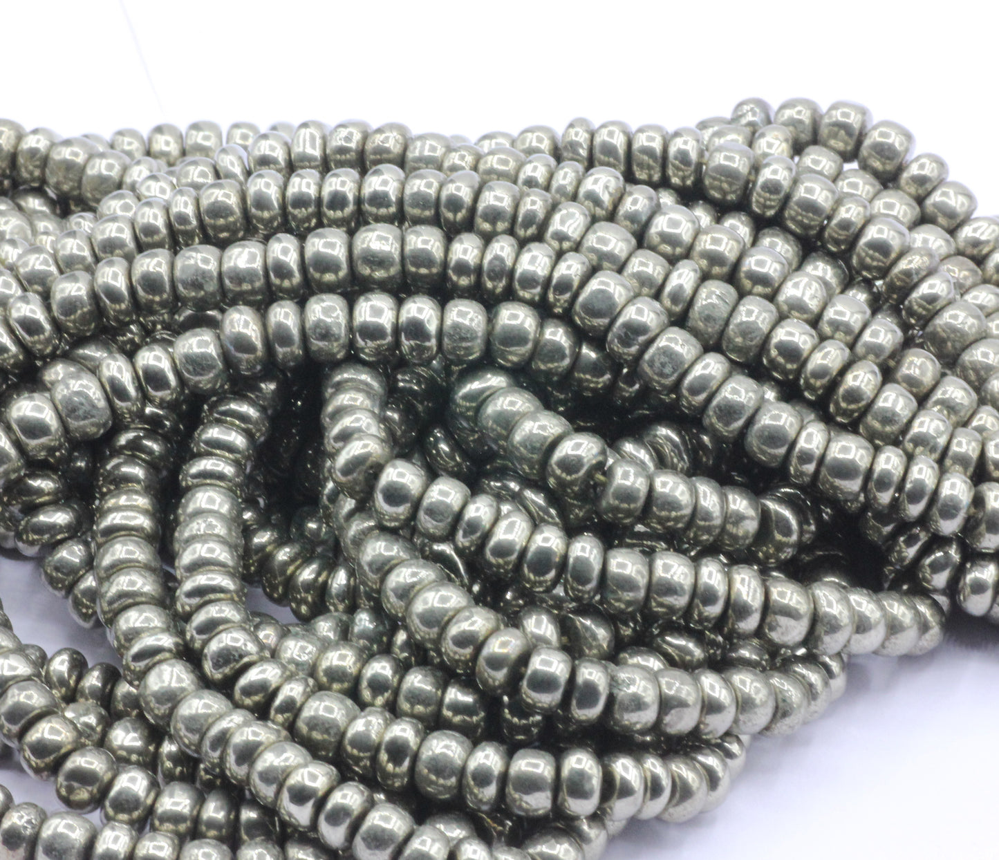 Golden Pyrite Smooth Roundel Beads