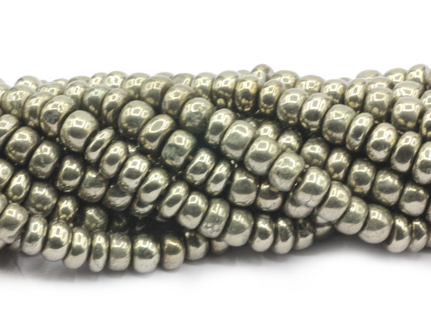 Golden Pyrite Smooth Roundel Beads