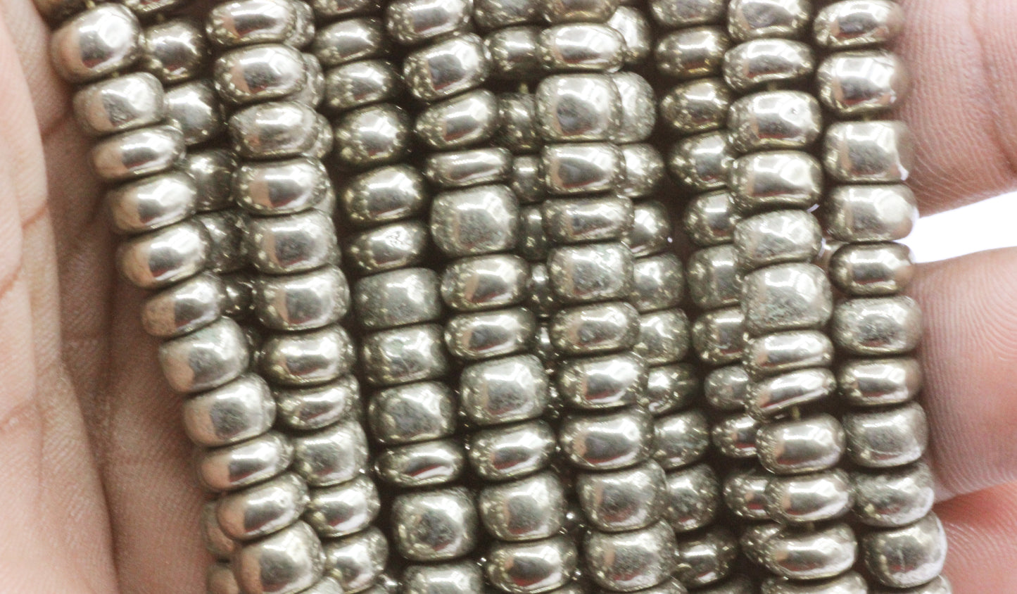 Golden Pyrite Smooth Roundel Beads
