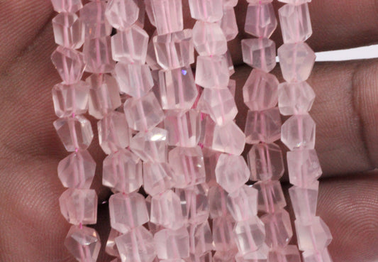 Quartz, Rose Quartz Faceted Nuggets Beads