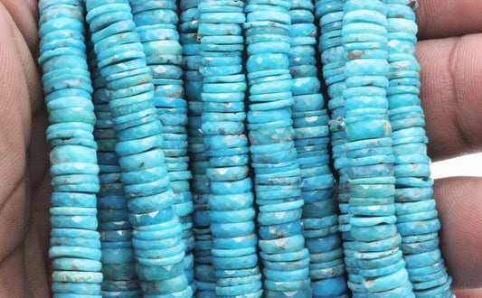 Turquoise Faceted Heshi Beads, Sleeping Beauty Turquoise