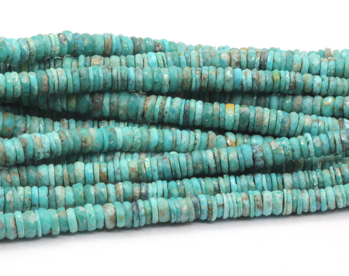 Natural Turquoise Faceted Heshi Beads, Sleeping Beauty Turquoise