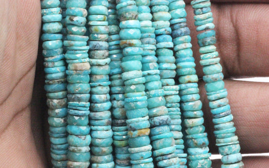 Turquoise Faceted Heshi Beads, Sleeping Beauty Turquoise