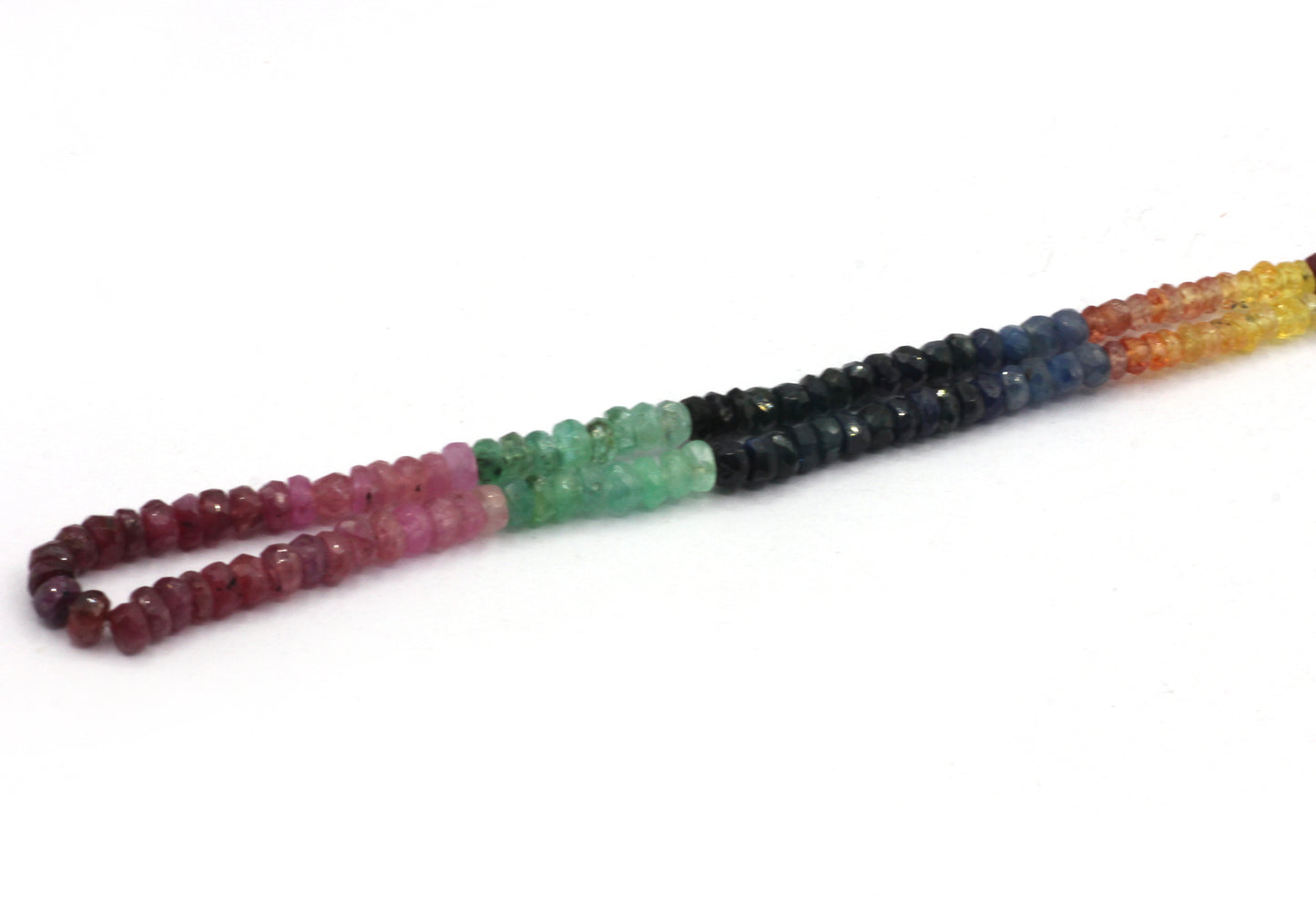 Multi Gemstone Beads Faceted Roundel, Multi Sapphire, Ruby and Emerald