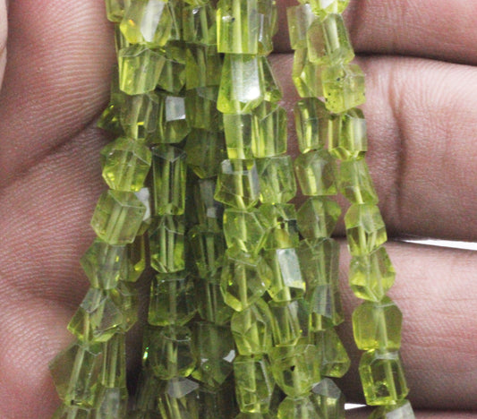 Peridot Faceted Nuggets Beads, Natural Peridot