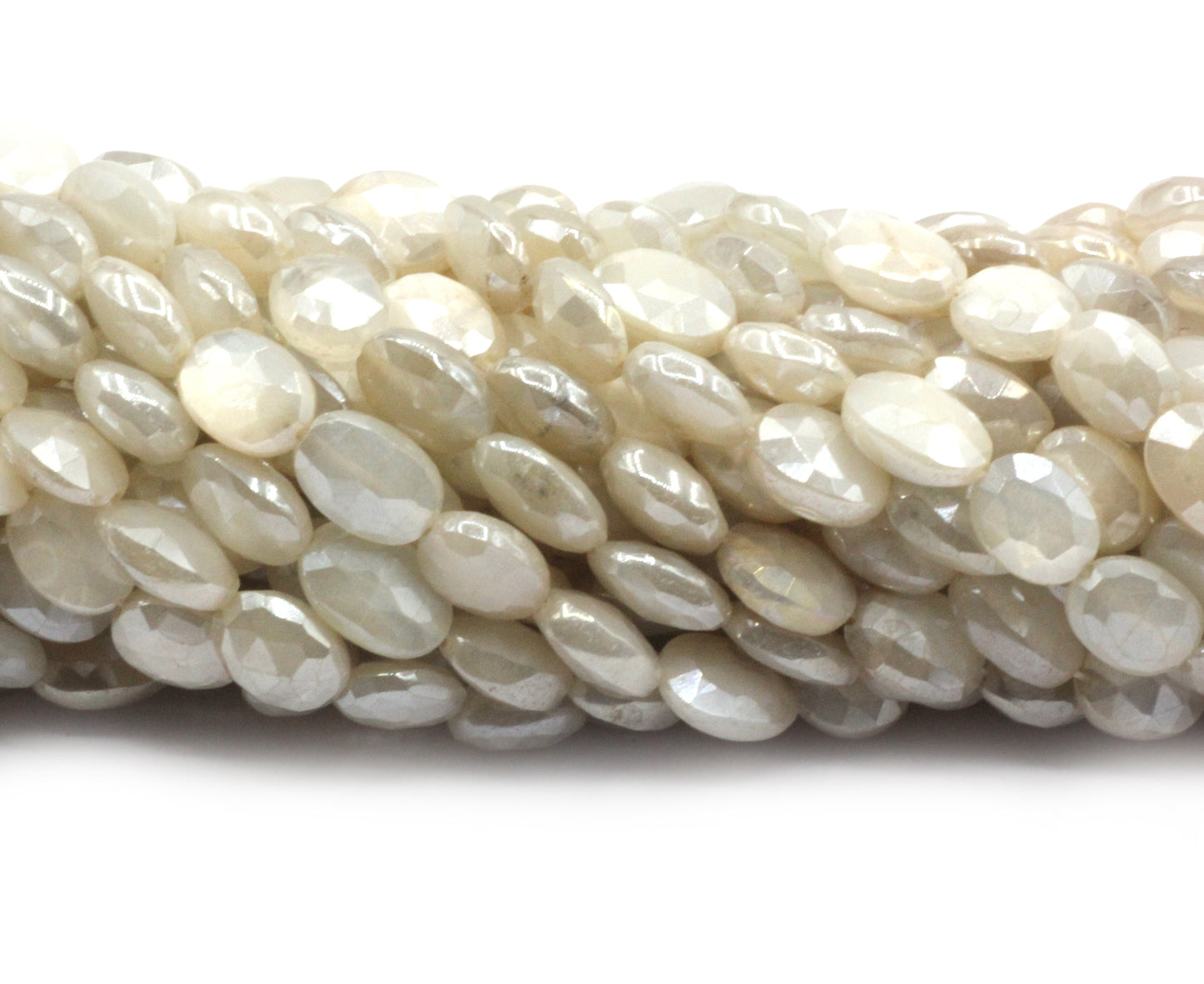 Mystic Moonstone Gemstone Beads Faceted Oval