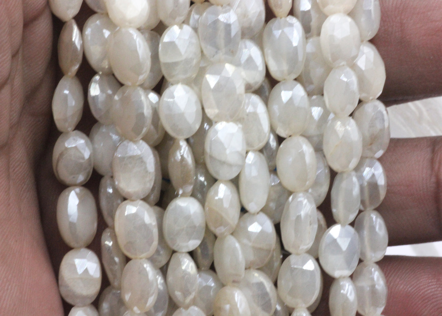 Mystic Moonstone Gemstone Beads Faceted Oval
