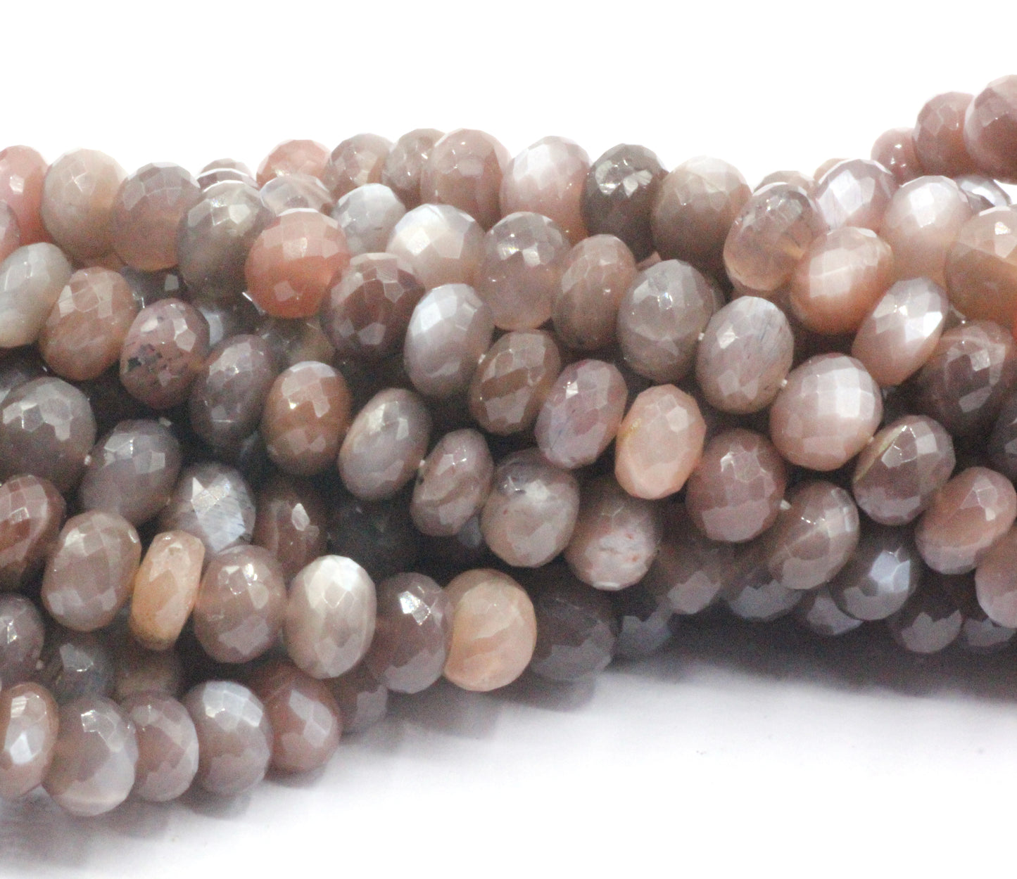 Chocolate Moonstone Faceted Roundel Beads, Natural Moonstone