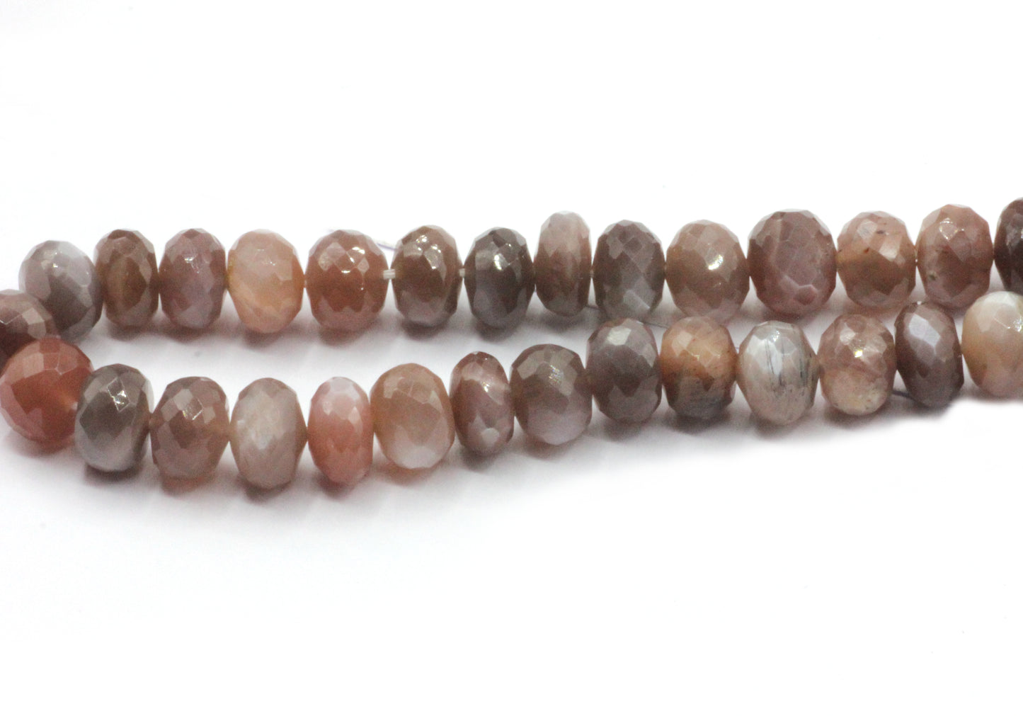 Chocolate Moonstone Faceted Roundel Beads, Natural Moonstone