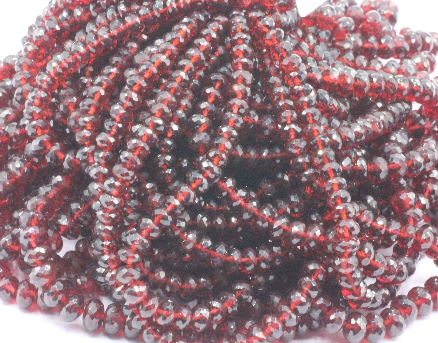 Garnet Faceted Roundel Beads